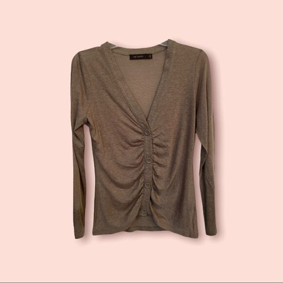 ❤️ Limited Brown Ruched V-Neck Cardigan XS ❤️ - Picture 1 of 9